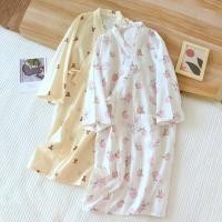 ราคา สองชั้นผ้ากอซสุภาพสตรีเสื้อคลุมฤดูใบไม้ผลิฤดูร้อนและฤดูใบไม้ร่วงบางสไตล์ญี่ปุ่นลูกไม้เสื้อคลุมอาบน้ํา3 4แขนดูดซับเหงื่อโรงแรมเสื้อคลุมร้าน สวอน124 ไทย ✨calibri_03.th✨ (41657332930)