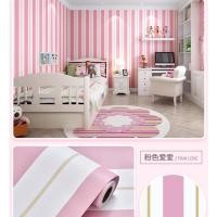 ราคา Meedee Wallpaper วอลล์เปเปอร์ติดผนัง ลายทางลง สีชมพู ขาว (1977368418)