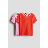 ราคา H&M(เอชแอนด์เอ็ม) แพ็คคู่เสื้อยืดผ้าคอตตอนเจอร์ซีย์ เด็กผู้หญิง 1282741_1 (28528138151)