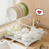 ราคา ที่คว่ำจาน ชั้นวางจาน 2ชั้น ชั้นวางเครื่องอบแห้งจานครัว พร้อมที่วางเขียงและที่วางแก้ว KKHOME (29663580309)