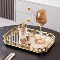 ราคา มินิราคาหรูหราถาดทองถาดตกแต่งบ้านหรูหราถาดแก้วยุโรปเหล็กคริสตัลกระจกทองหรูหราถาดเสิร์ฟแสดง (28890365631)