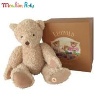 ราคา Moulin Roty ตุ๊กตาหมี ตุ๊กตาออร์แกนิค ขนนุ่มมาก ขนาดใหญ่ สูง 42cm. + กล่องของขวัญ Leopold MR-710031 (3237727145)