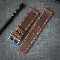 ราคา Crazy Horse Rustic Pullup Cowhide Leather สายนาฬิกาหนังแท้แฮนเมด (21478647196)