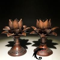ราคา โบราณวัตถุพื้นบ้านที่ตกทอดเชิงเทียนดอกบัวทำด้วยมือชุดสามชิ้นสีบรอนซ์และทองแดงบริสุทธิ์หนึ่งคู่สองโคมไฟหุ่นขี้ผึ้งวัตถุเก (26271735316)
