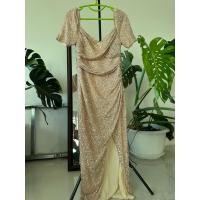 ราคา So-Juเดรสปักเลื่อมสีทองมีซับในสวมใส่ไม่คันเหมาะสำหรับทุกผิวใส่ออกงานบวชงานแต่งงานเลี้ยง (27723722222)