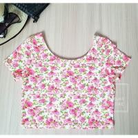 ราคา [มือสองใหม่] เสื้อครอป H&M แขนสั้น ลายดอก (1877240934)