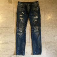 ราคา BALMAIN กางเกงยีนส์ขาดผู้ชาย มันดาลิน กางเกงยีนส์ขาดไบค์เกอร์ (23525122599)