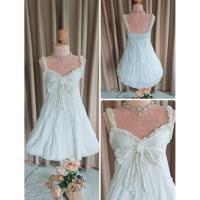 ราคา เดรส แบรนด์ Lizlisa สีขาว อกแต่งลูกไม้ ประดับโบลูกไม้ กระโปรงระบาย สวยมากๆ ผ้าซับในอย่างดี สวยมากๆแบรนด์ญี่ปุ่น แท้ (40204769323)