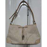 ราคา กระเป๋า marie claire shoulderbag แท้ญี่ปุ่น 11×6"ผ้าไนลอนสีเบจพิมพ์ลายแบรนด์,หนังโบว์หน้า ทรงพอช ปั๊มแบรนด์ทุกจุดสวยมาก (26365377298)