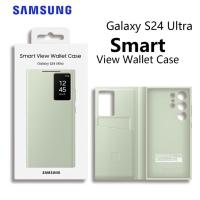 ราคา Smart View Wallet Casing Samsung Galaxy S24 Ultra Leather Liquid Silicone Bumper Plain S24 plus With Card Holder Phone Case (42364531434)