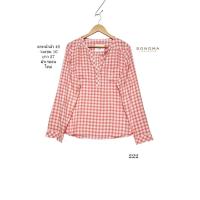 ราคา มือสอง used เสื้อสาวอวบ เสื้อคอวี ทรงสวม แขนยาว ใหม่ ผ้าเรยอน อกหน้าผ้า 46 วงแขน 16 ยาว 27 นิ้ว #sonoma (27665591695)