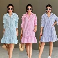 ราคา Mini dress มินิเดรสแขนยาว งานน่ารักดีเทลแต่งระบายกระโปรง เนื้อผ้าฝ้ายผสมลินิน (43308500197)