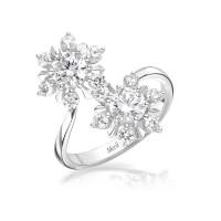 ราคา Merii แหวนเงินชุบโรเดียม ประดับ CZ ดีไซน์ผลึกหิมะคู่ ทรงแหวนเปิด (15898283714)