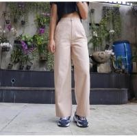 ราคา กางเกงขายาว ผ้าลินิน สีครีมนู้ด (1639800488)