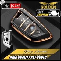 ราคา Mr.keyBMW TPU Gold Edge Design Car Key Case Cover Shell Fob สําหรับ BMW X3 X5 X6 F30 F34 E60 E90 F10 E34 E36 F20 G30 F15 F16 1 3 5 7 Series (43564040793)