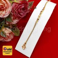 ราคา สร้อยข้อมือลายกระดูกงูคั่นโค้งดาวสลับหัวใจฝังเพชร ความยาว 6 นิ้ว หุ้มเศษทองแท้เยาวราช พร้อมส่ง (17080965887)