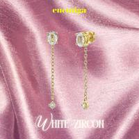 ราคา Enemiga Double Gemstones Earring ต่างหู Stud เงินแท้พลอยแท้ เพทายธรรมชาติ ชุบทอง 14K พลอยแท้ เพทาย (29629904798)