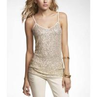 ราคา Monacoco MN643 เสื้อสายเดี่ยวคอวีปักเลื่อมสีเงินระยิบระยับรอบตัว (25183140565)