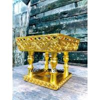 ราคา ขันโตกสี่เหลี่ยมปิดทองลายไทย ขนาด8x8 ด้านบนสีแดงสด (11609609801)