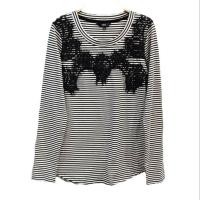 ราคา เสื้อคอกลม แขนยาว ลายริ้ว แต่งลูกไม้ (24240879620)