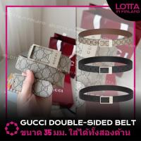 ราคา ✅Authenticพร้อมส่งGucci 3.5cm Double-sided Belt with rectangular buckle เข็มขัดสองด้าน (40556690807)