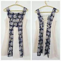 ราคา 179บ. เดรสออกงาน สีครีม อก 33 ไซส์ XS S เอว 27 ยาว 31 ตัดลายด้วยผ้าลายสีน้ำเงิน ผ้าดี ทรงสวย มือสอง สภาพดีมากค่ะ (24137269995)