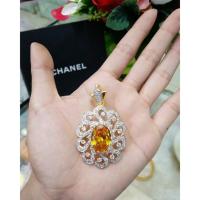 ราคา จี้บุษราคัม/นิล/ทับทิมล้อมเพชร CZ แท้หุ้มทองคำแท้ 5 ไมครอน (2557060465)
