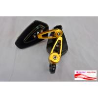 ราคา กระจกมองข้างรถมอเตอร์ไซต์ กระจกแต่งปลายแฮนด์ ทรงห้าเหลี่ยม สีดำก้านทอง (2672343829)