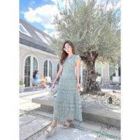 ราคา ชุดเดรสผ้าลูกไม้สีฟ้า ซับในทั้งตัว สวยหวานมาก งานป้าย Natnicha ไซส์ S (22415769901)