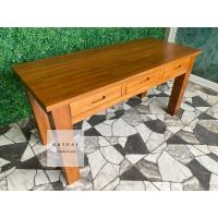 ราคา (ส่งฟรี!) โต๊ะทำงานไม้สักทอง ยาว1.5เมตร สไตล์โมเดิร์น ไม้หนาขาใหญ่ ลิ้นชักใหญ่เก็บของได้เยอะ (27159960009)