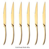 ราคา 6Pcs Stainless Steel Gold Steak Knife Sharp Table Knives Set Restaurant Cutlery Dinner Knife Mirror Steak Knives Dinnerw (42353996150)