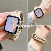 ราคา Slim Circle สายนาฬิกาซิลิโคนสําหรับ Apple watch S10/9/8/7/6/5/4/3/2/1 SE2 ULTRA ผู้หญิงสไตล์ขนาดเล็กบางยางนาฬิกาสร้อยข้อมือสําหรับ iWatch 49 มม. 46 45 44 42 41 40 38 (25227686293)