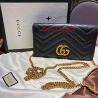 ราคา GUCCI Marmont WOC 488426 mini chain bag Double G flap shoulder messenger bag new authentic hot sale (42852379142)