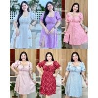 ราคา สาวอวบ เดรสสาวอวบ เดรสแขนตุ๊กตา ผ่าข้าง ลายดอกเดซี่ อก 38 40 42 44 45 (16739386606)