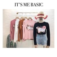 ราคา เสื้อยืดแขนยาวสกรีนลายดอกไม้ love you เสื้อปัก 3D งานป้าย It’s me basic มีเก็บเงินปลายทาง (5617400016)