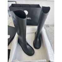 ราคา บู๊ทหนังวัวสีดำ Chanel แบบคลาสสิก สำหรับฤดูใบไม้ร่วงและหนาว ออกแบบรอบนิ้วเท้าสูง ก้นต่ำ (27191508380)