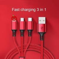 ราคา สาย USB 3 in 1 สำหรับ iPhone Micro USB Type C สายชาร์จโทรศัพท์ Android แบบหลายช่องสัญญาณ (7653923627)