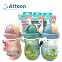 ราคา Attoon กระติกน้ำเด็ก รุ่นใหม่!! ปิดแน่น ไม่รั่วซึม มีสายคล้องคอ พร้อมหลอดสิริโคนกันสำลัก รหัส DC16 (25875751087)