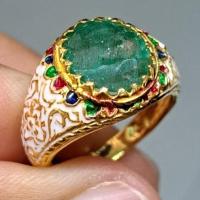 ราคา แหวนเงินลงยา มรกตแบริล แบบหยักไทย (50) (24872446490)