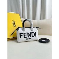 ราคา FENDI By The Way กระเป๋าถือหนังลูกวัวทรงบอสตัน ขนาดเล็ก ผ้าสีขาว พิมพ์ลายตัวอักษรสีดำ 8BS067 434 (24643914090)