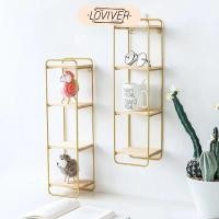 ราคา LOVIVER ชั้นวางของติดผนังชั้นวางของเหล็กบ้านแขวนไม้พาร์ทิชันผนัง (27280391295)