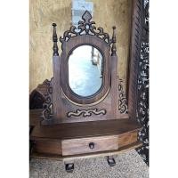 ราคา คันฉ่อง ไม้สัก วินเทจ กระจก ตั้งโต๊ะ ย16 x ลึก 6 x สูง x 22 นิ้ว 1 ลิ้นชัก สไตล์ไทยล้านนา โต๊ะเครื่องแป้ง กระจกโบราณ (20024167077)