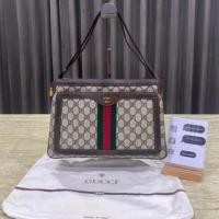 ราคา GUCCI GG Supreme Monogram Web Medium Ophidia Bag Beige -unisex วินเทจ แท้ กุชชี่ กระเป๋ามือสอง แบรนด์เนม สะพายข้าง (25315066698)