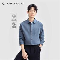 ราคา ❤ GIORDANO Men 100% Cotton Flannel Solid Color Simple Button Pocket Long Sleeve Fashion Casual (25446473784)