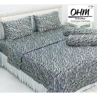 ราคา OHM ผ้าปูที่นอนและผ้านวมคู่ ผ้าซาตินแท้ 330 เส้น ขนาด 6 ฟุต 6 ชิ้น (ลายทางม้าลายขาว-ดำ) (1269264075)