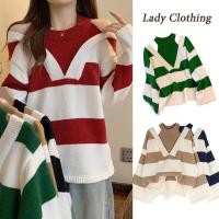 ราคา ZDODO#เสื้อไหมพรมถักลายริ้ว ทรงหลวม แขนยาวเปิดไหล่สไตล์เกาหลีเกาใจ รุ่น1138 Clothing Lady Women ผู้หญิง เสื้อ ไหมพรม (27769685580)