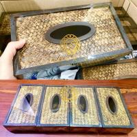 ราคา กล่องทิชชู่ไม้ไผ่สาน กล่องใส่ทิชชู่ ชิ้นละ (22455359959)