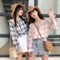 ราคา เสื้อปาดไหล่ลายสก็อตสีมุ้งมิ้งน่ารัก เนื้อผ้าคอตตอนนิ่ม ใส่สบาย (2117219134)