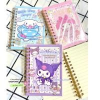 ราคา สมุดโน๊ตขนาด A6 สมุดบันทึก ไดอารี่ ห่วงสันเล่ม ลาย Sanrio กระดาษมีเส้น (25383585688)