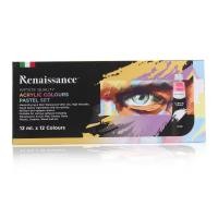 ราคา สีอะคริลิค Renaissance Acrylic Colour Pastel Set 12 สี 12 ml. พาสเทล (Pastel) (17313234891)